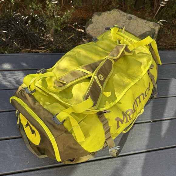 Marmot Long Hauler Duffel Duffle Bag Large 100L Backpack Strap Carry Lime Green - Picture 1 of 7